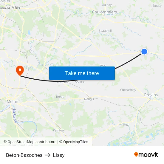 Beton-Bazoches to Lissy map