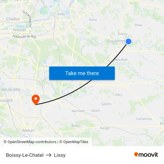 Boissy-Le-Chatel to Lissy map