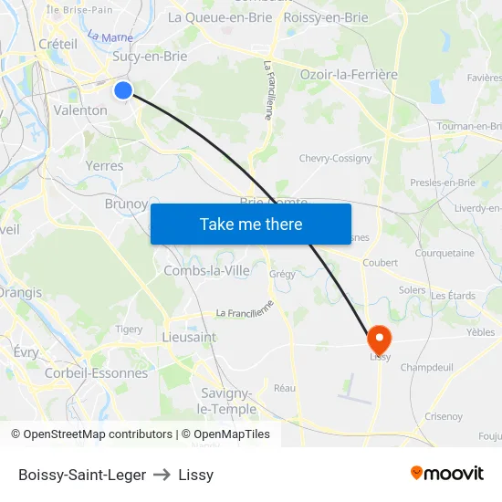 Boissy-Saint-Leger to Lissy map