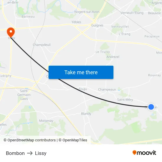 Bombon to Lissy map