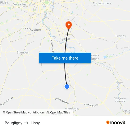 Bougligny to Lissy map