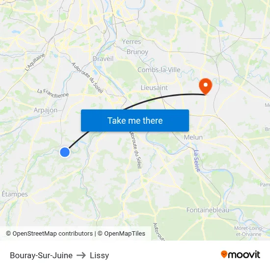 Bouray-Sur-Juine to Lissy map