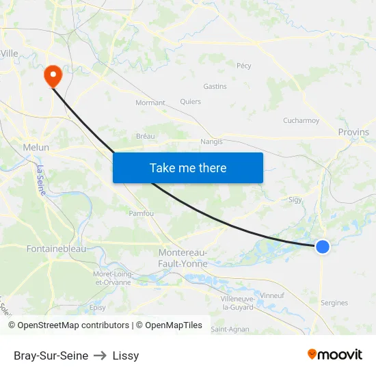 Bray-Sur-Seine to Lissy map