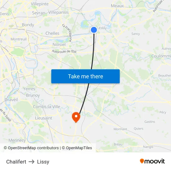Chalifert to Lissy map