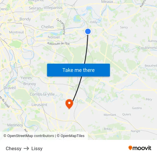 Chessy to Lissy map