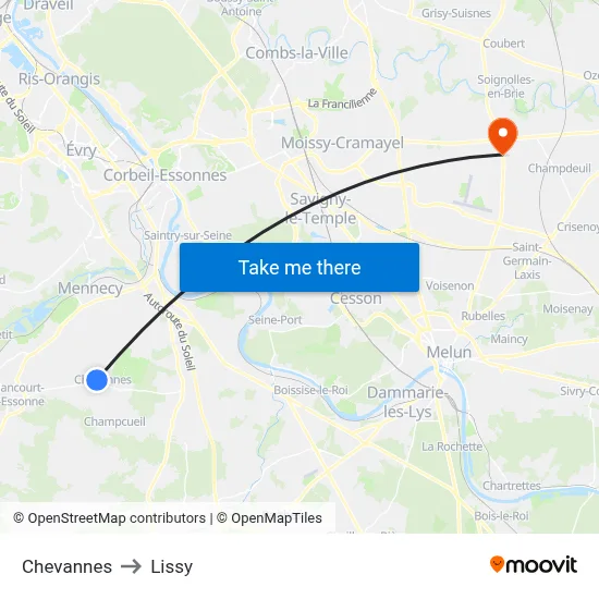 Chevannes to Lissy map