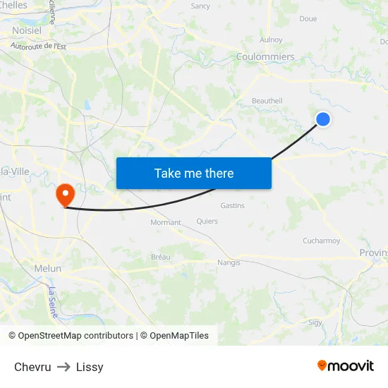 Chevru to Lissy map