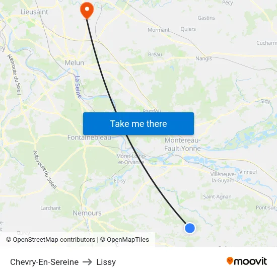 Chevry-En-Sereine to Lissy map