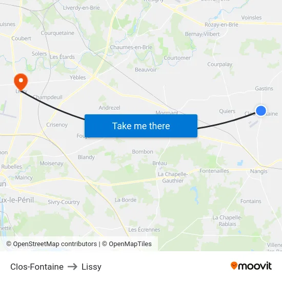 Clos-Fontaine to Lissy map