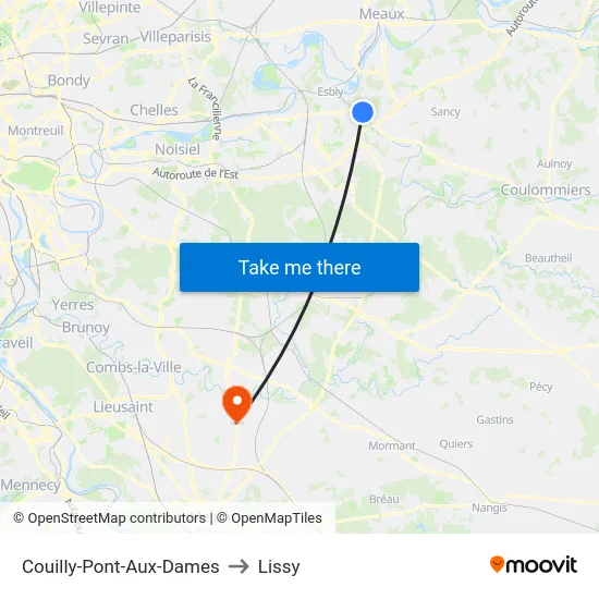 Couilly-Pont-Aux-Dames to Lissy map