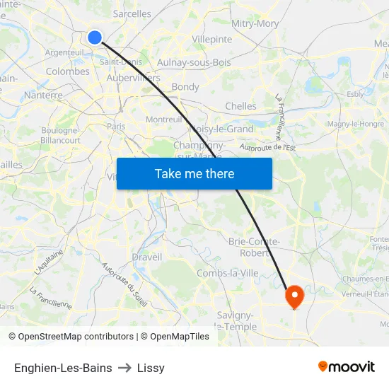 Enghien-Les-Bains to Lissy map