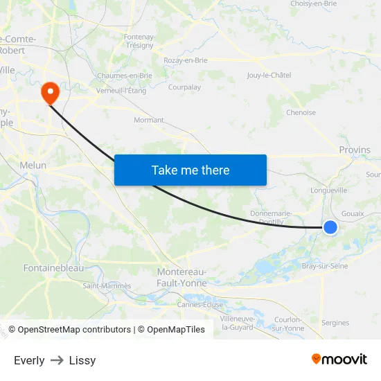 Everly to Lissy map