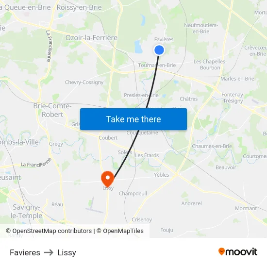 Favieres to Lissy map