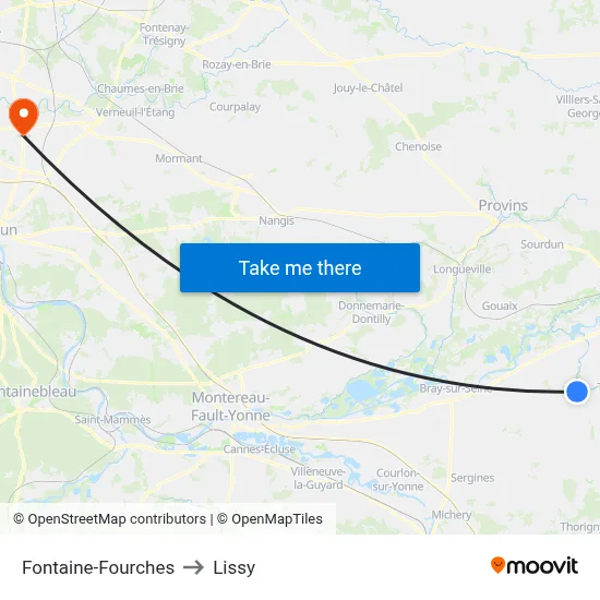 Fontaine-Fourches to Lissy map