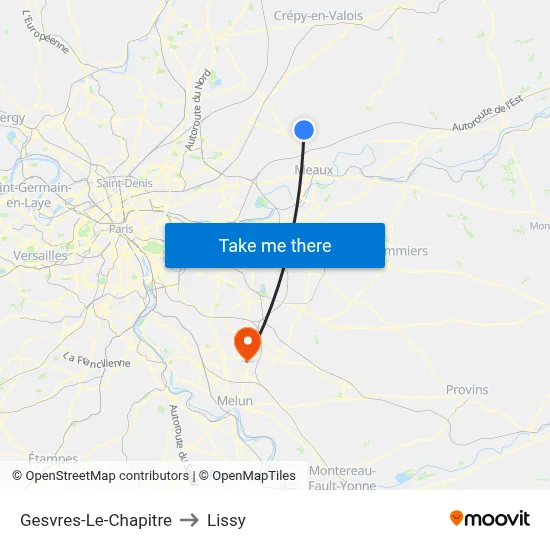 Gesvres-Le-Chapitre to Lissy map