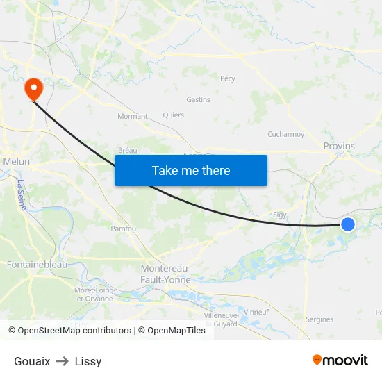 Gouaix to Lissy map