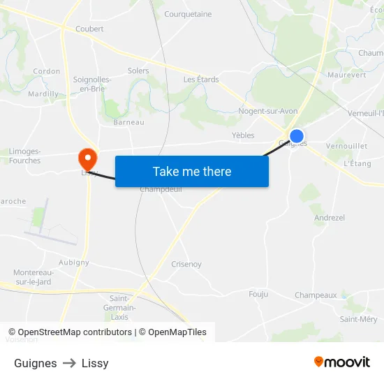 Guignes to Lissy map