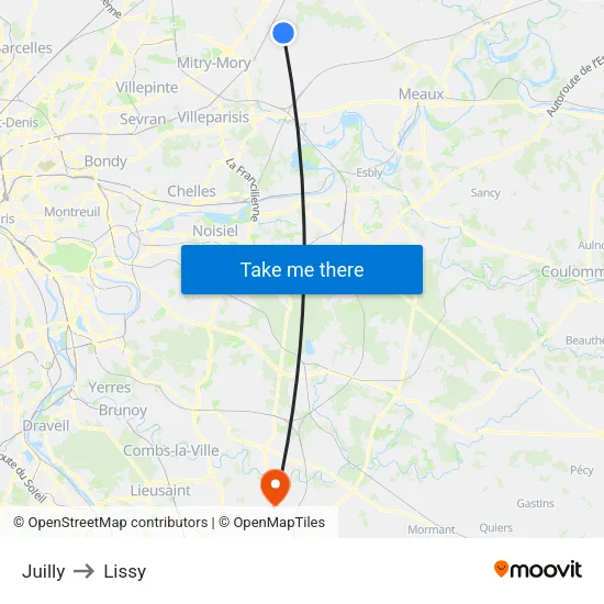 Juilly to Lissy map