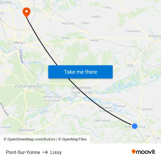 Pont-Sur-Yonne to Lissy map