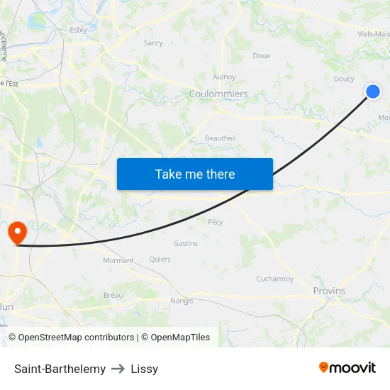 Saint-Barthelemy to Lissy map