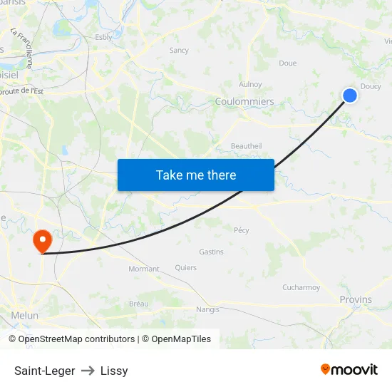 Saint-Leger to Lissy map