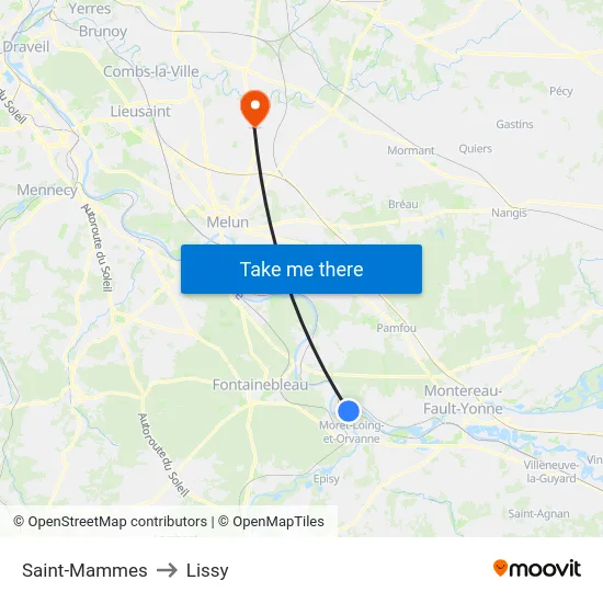 Saint-Mammes to Lissy map