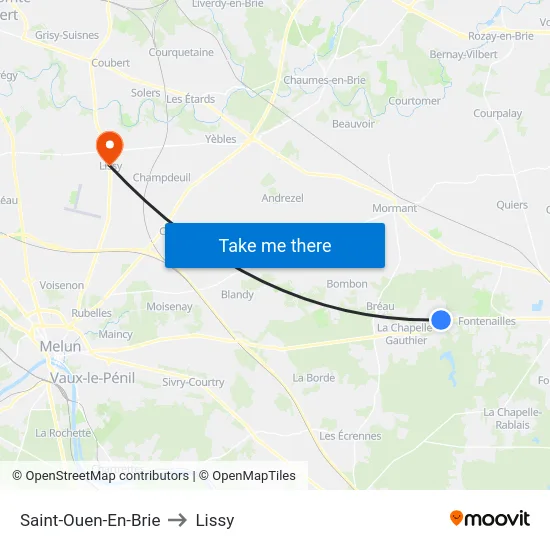 Saint-Ouen-En-Brie to Lissy map