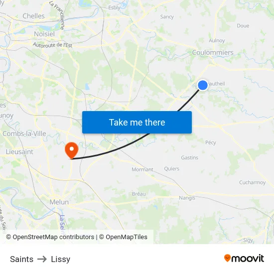 Saints to Lissy map