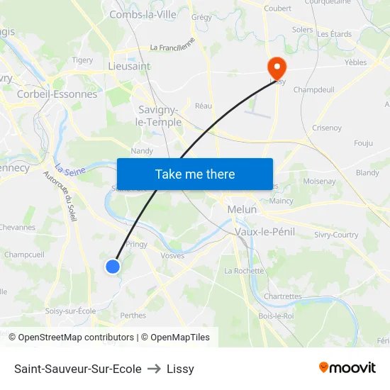Saint-Sauveur-Sur-Ecole to Lissy map