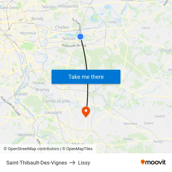 Saint-Thibault-Des-Vignes to Lissy map