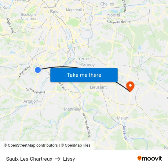 Saulx-Les-Chartreux to Lissy map