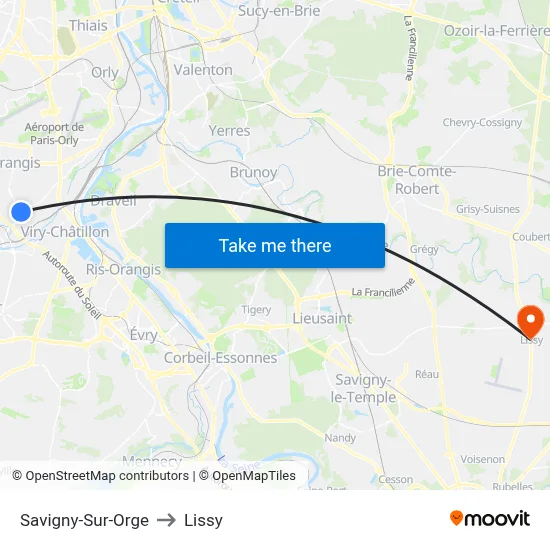 Savigny-Sur-Orge to Lissy map