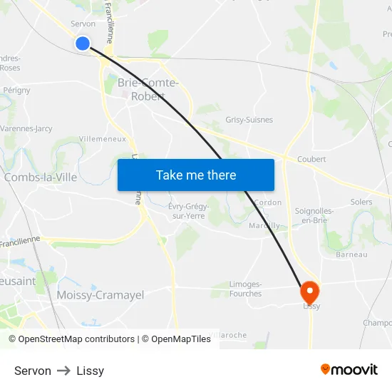 Servon to Lissy map