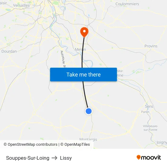 Souppes-Sur-Loing to Lissy map