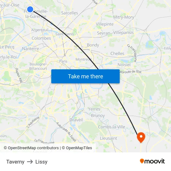 Taverny to Lissy map