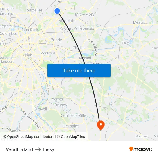 Vaudherland to Lissy map