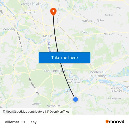 Villemer to Lissy map