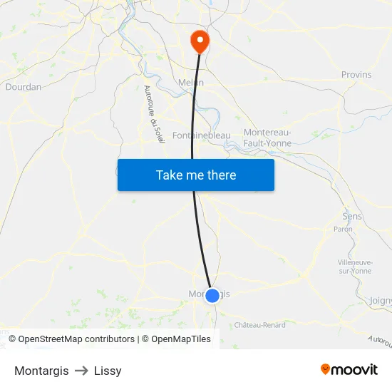 Montargis to Lissy map