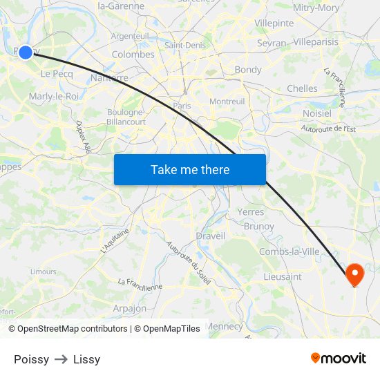 Poissy to Lissy map