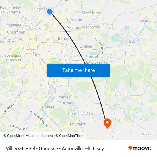 Villiers-Le-Bel - Gonesse - Arnouville to Lissy map