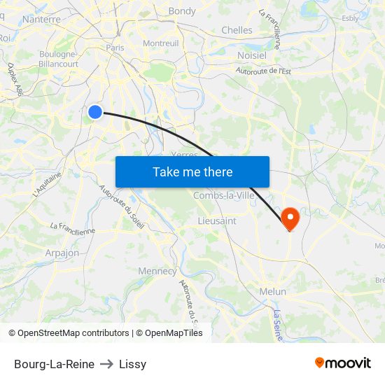 Bourg-La-Reine to Lissy map