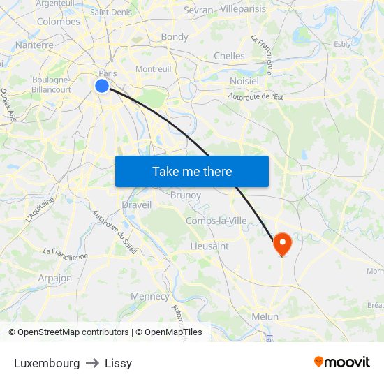 Luxembourg to Lissy map
