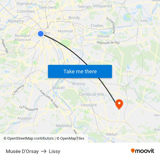 Musée D'Orsay to Lissy map