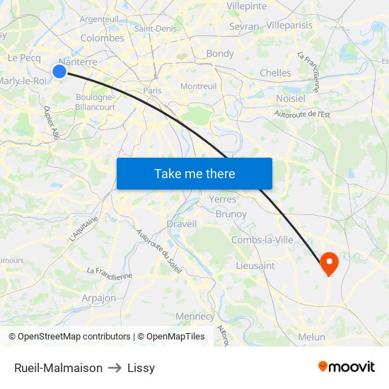 Rueil-Malmaison to Lissy map