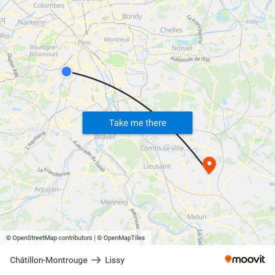 Châtillon-Montrouge to Lissy map