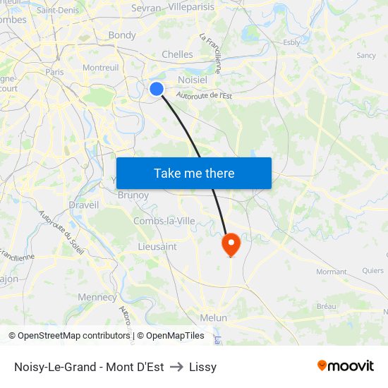 Noisy-Le-Grand - Mont D'Est to Lissy map