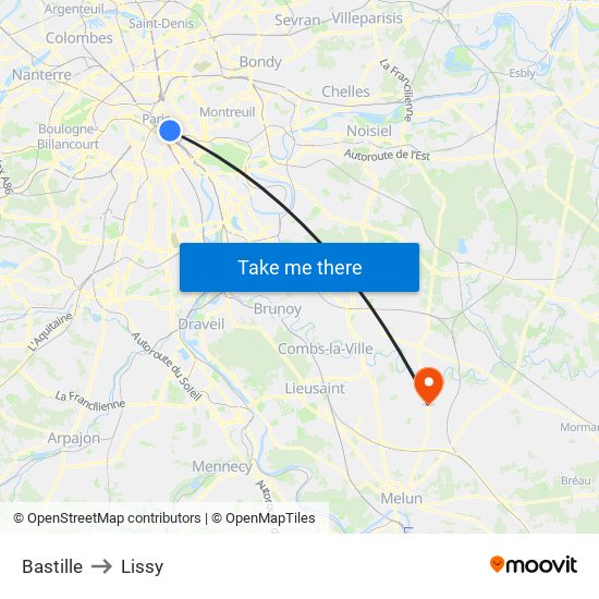 Bastille to Lissy map