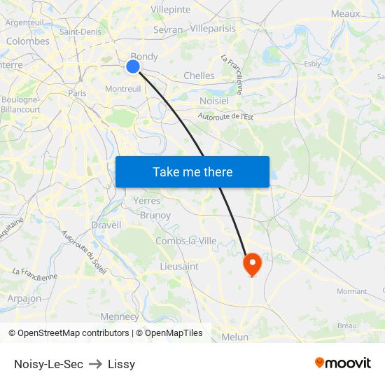 Noisy-Le-Sec to Lissy map