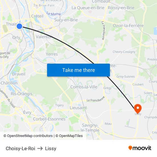 Choisy-Le-Roi to Lissy map