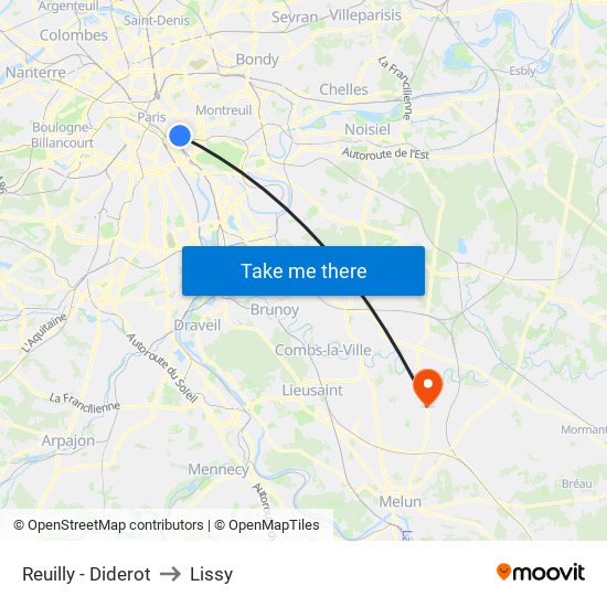 Reuilly - Diderot to Lissy map